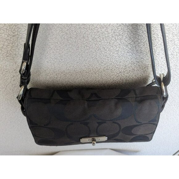 Coach Chelsea Signature Flap Convertible Shoulder/Crossbody Bag Canvas Black Y2K - Picture 3 of 12